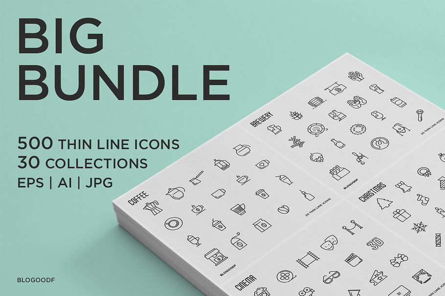 Big Bundle | 500 Thin Line Icons in Graphics - product preview 8