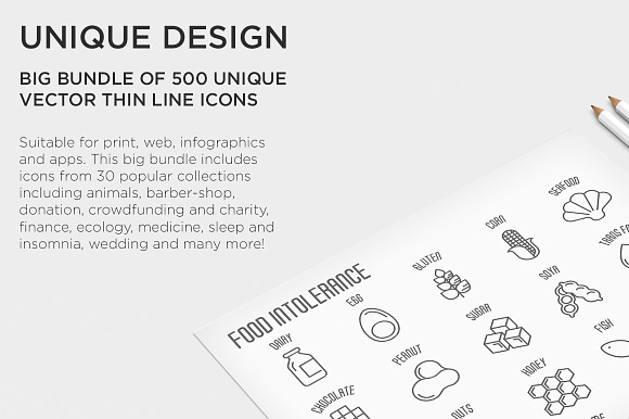 Big Bundle | 500 Thin Line Icons in Graphics - product preview 2