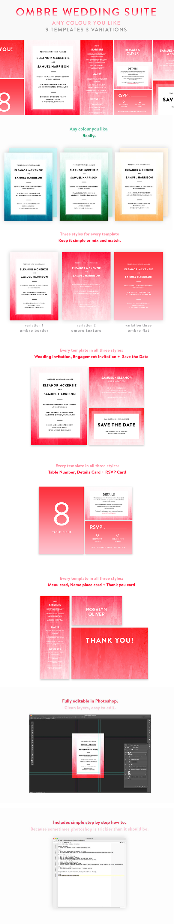Watercolor Wedding Template Bundle in Wedding Templates - product preview 4