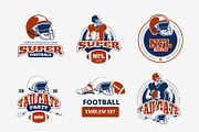American football vector emblems set