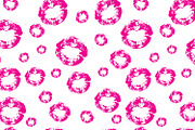 Vector pink pattern of kisses lips