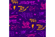 Graffiti street art wall grunge color font vector seamless pattern background