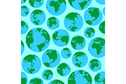 Globe Earth green planet world surface seamless pattern vector illustration background