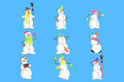 Classic Snowmen Made Of Three Snowballs Character Set