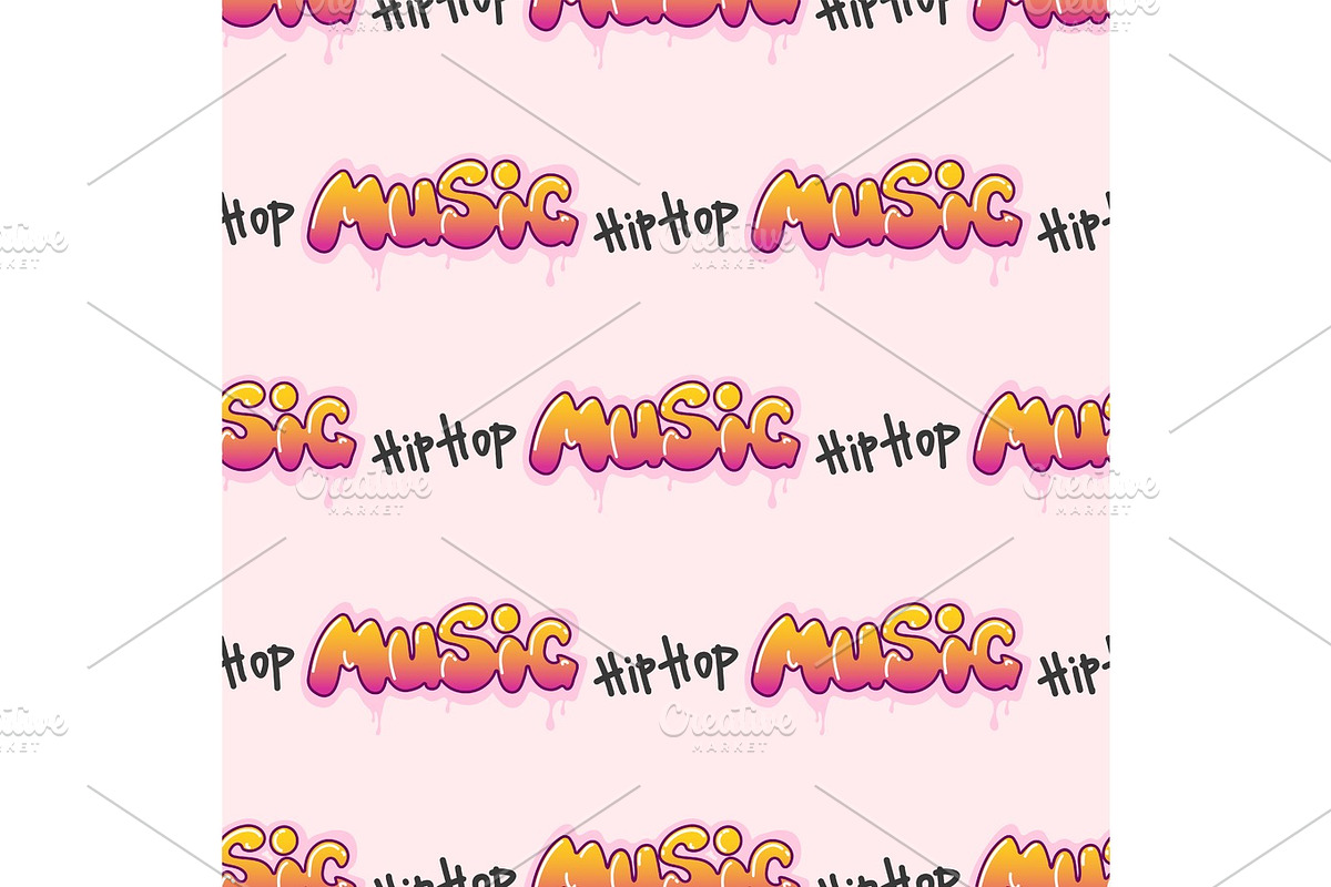 Graffiti vector hip-hop music text art urban design seamless pattern street style abstract symbol graphic illustration in Textures - product preview 8