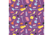 House cleaning service domestic tools houseowner seamless pattern background