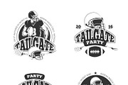 American football party labels set