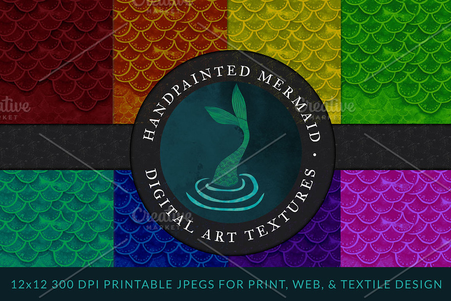 Watercolor Mermaid ScaleTexture Pack in Textures - product preview 8