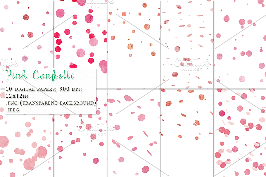 Pink Confetti Digital Paper  in Patterns - product preview 8