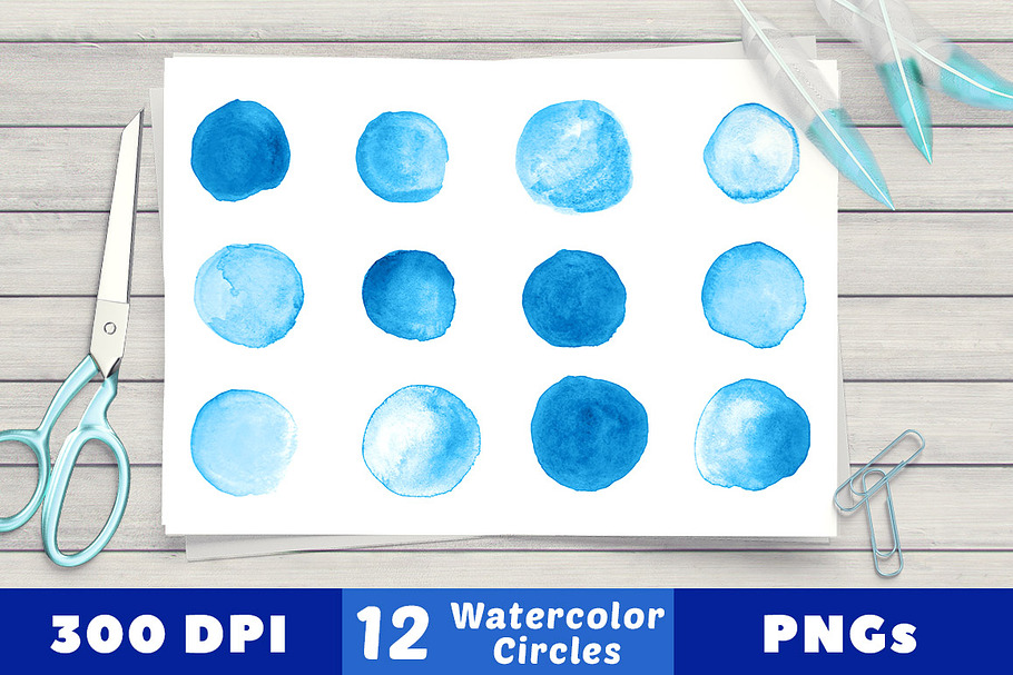 12 Small Blue Watercolor Circles in Illustrations - product preview 8