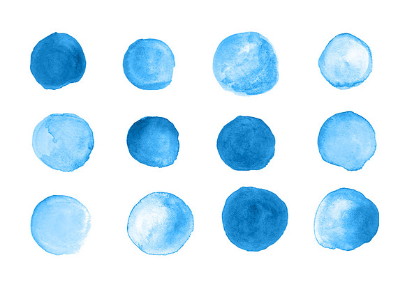 12 Small Blue Watercolor Circles in Illustrations - product preview 1