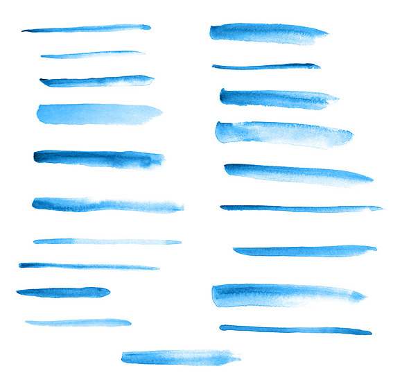 20 Watercolor Brush Strokes- Thin in Graphics - product preview 1