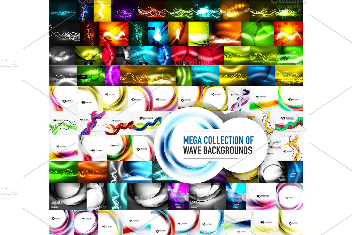 Mega collection of vector abstract wave backgrounds in Illustrations - product preview 8