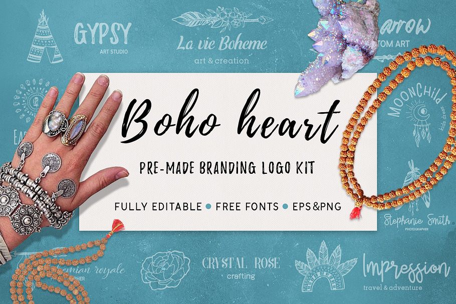Boho heart - branding logo kit