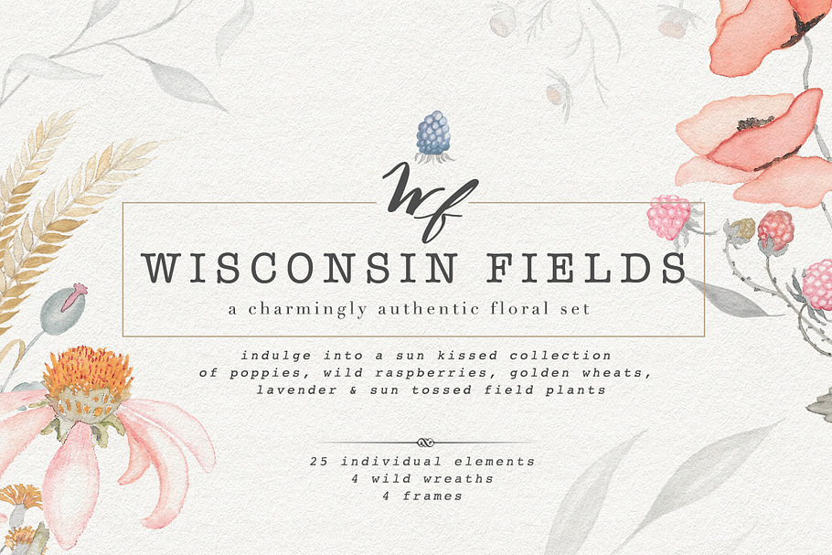 Wisconsin Fields - Watercolor Set in Illustrations - product preview 8