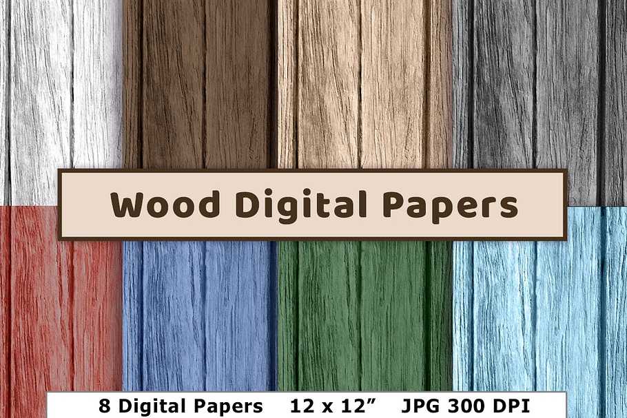 Wood Digital Paper- Colored in Textures - product preview 8