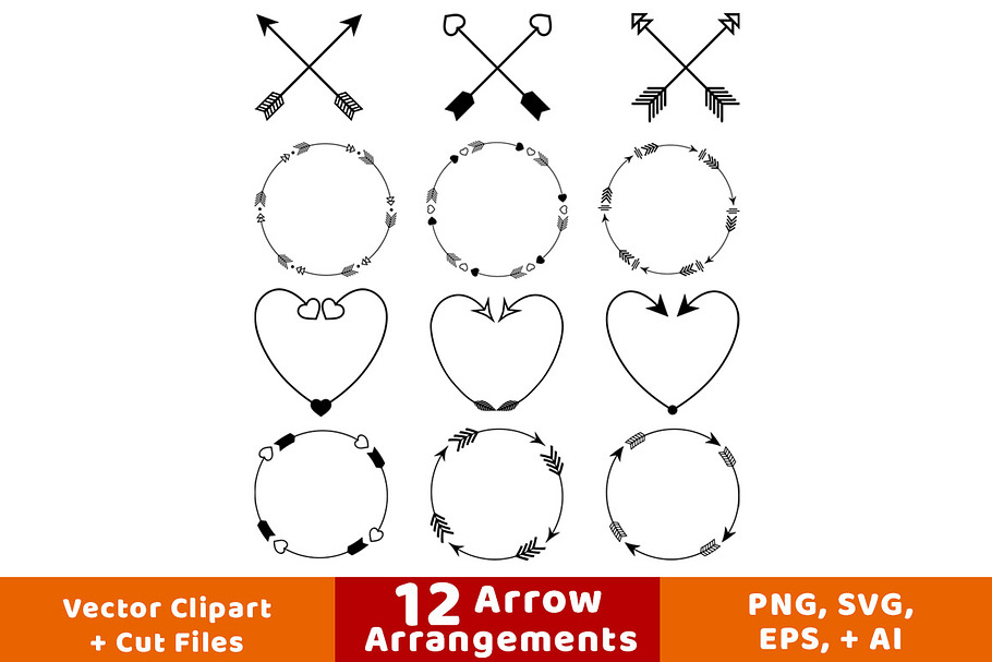 12 Arrow Arrangements in Illustrations - product preview 8