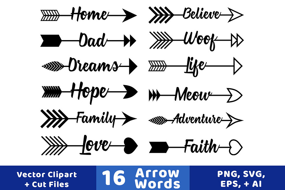 16 Arrow Words Clipart in Objects - product preview 8