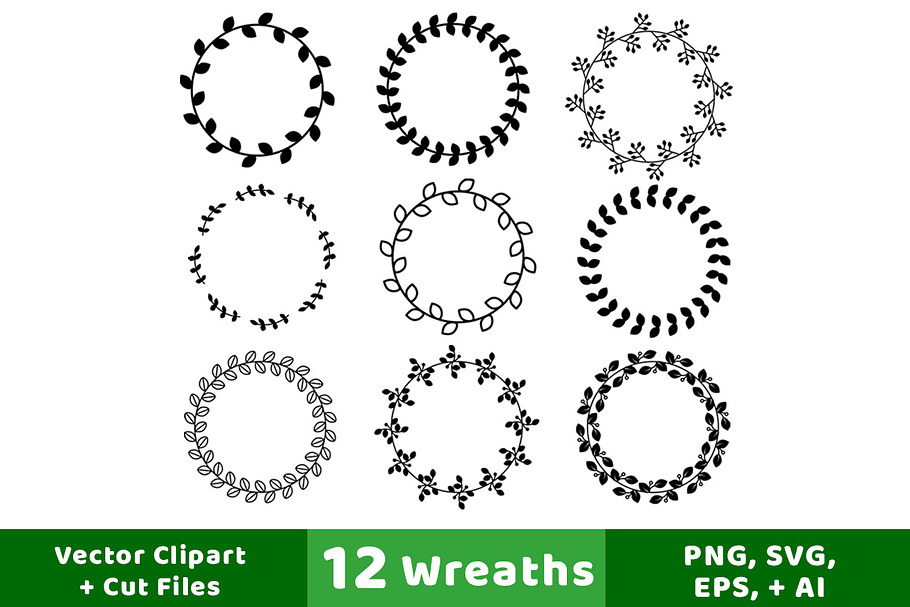12 Wreaths Clipart in Objects - product preview 8