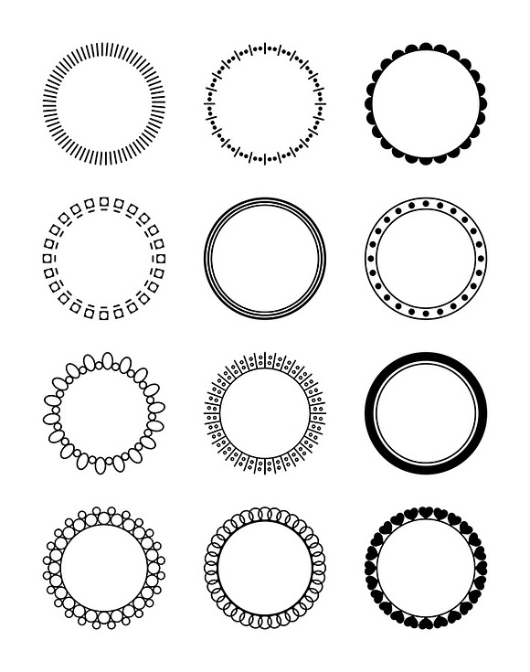 12 Circle Frames Clipart in Objects - product preview 1