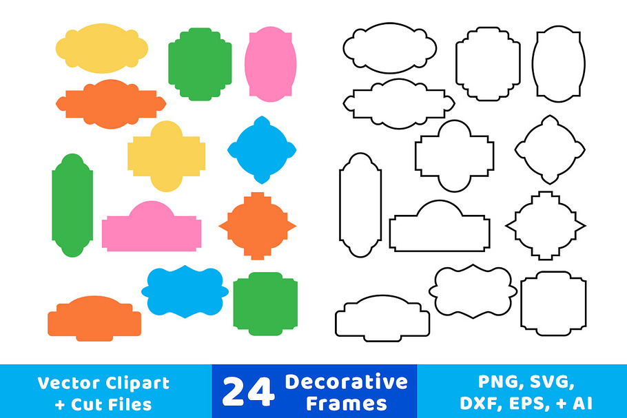 24 Decorative Frames Vector Clipart in Objects - product preview 8