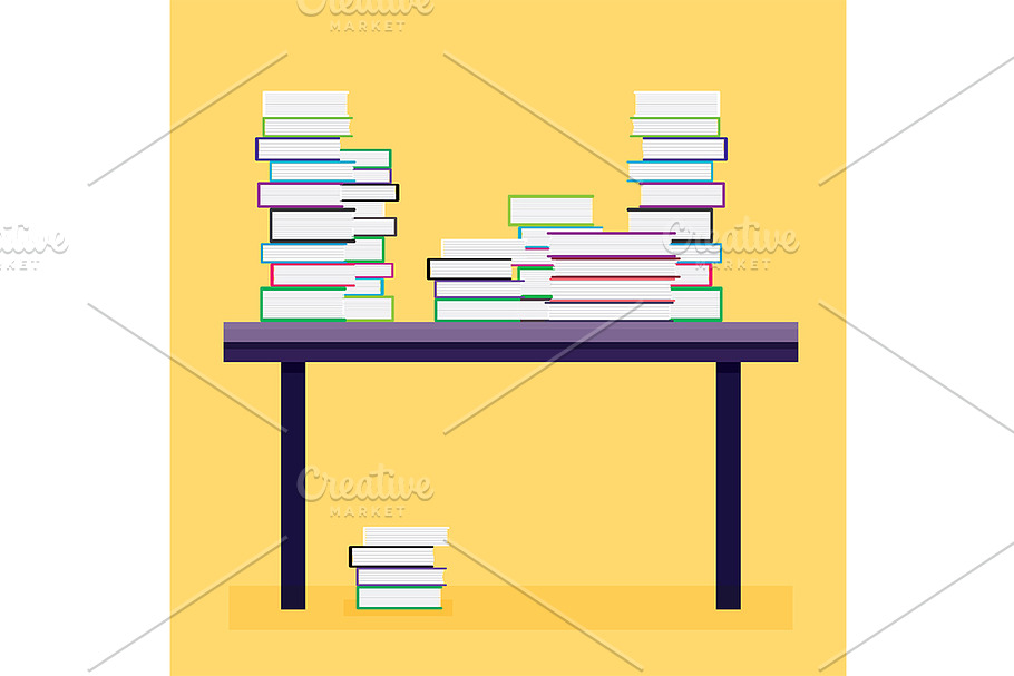 Pile of Books on a Wooden Table.  in Illustrations - product preview 8