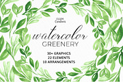 Watercolor Greenery Leaves Clipart