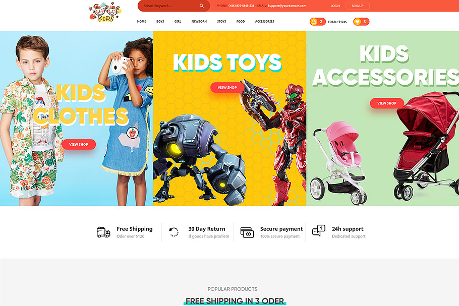 Kids - Love PSD for Kids, Baby shop