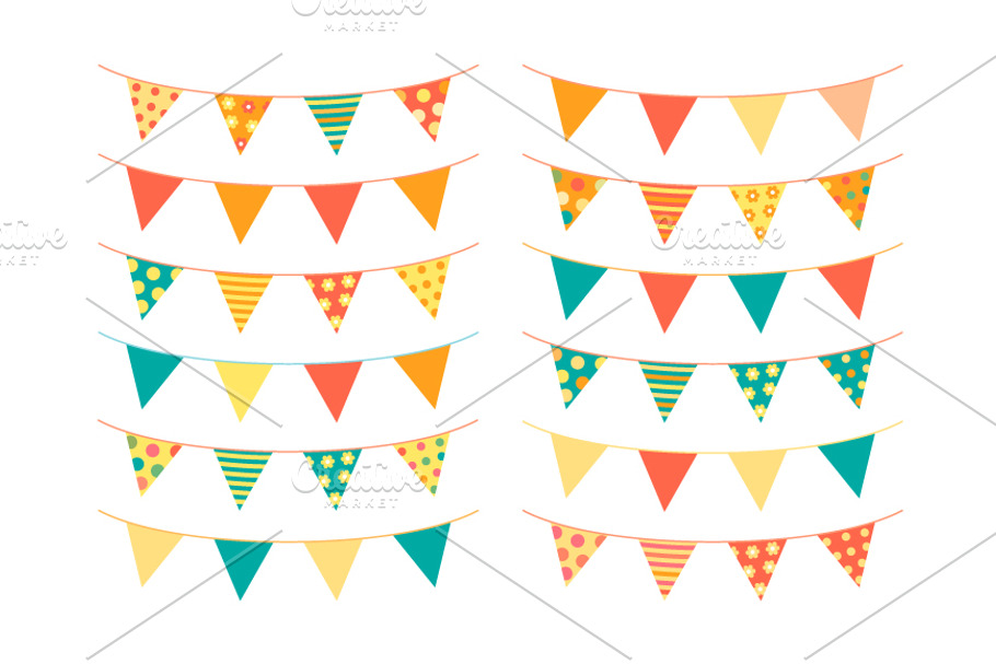 Cute colorful bunting flags clipart