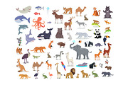 Big Set of World Animal Species Cartoon Vectors 
