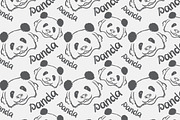 Panda drawing, seamless pattern