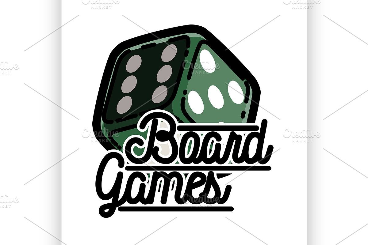 Color vintage board games emblem in Illustrations - product preview 8