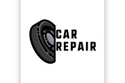 Color vintage car repair emblem