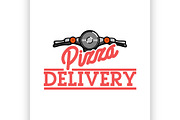 Color vintage pizza delivery emblem