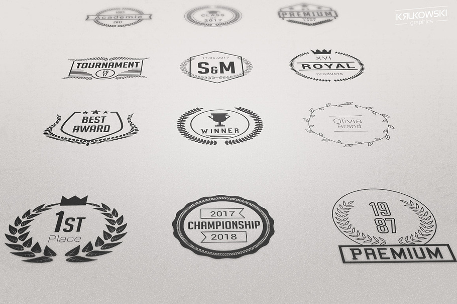 Laurels Vector Badges Logo Set in Logo Templates - product preview 8