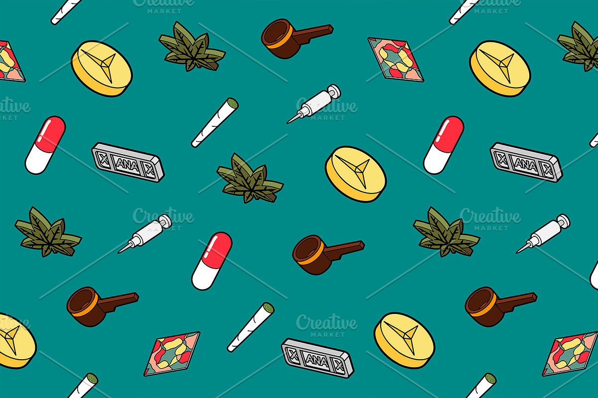 Drugs flat outline isometric pattern in Patterns - product preview 8