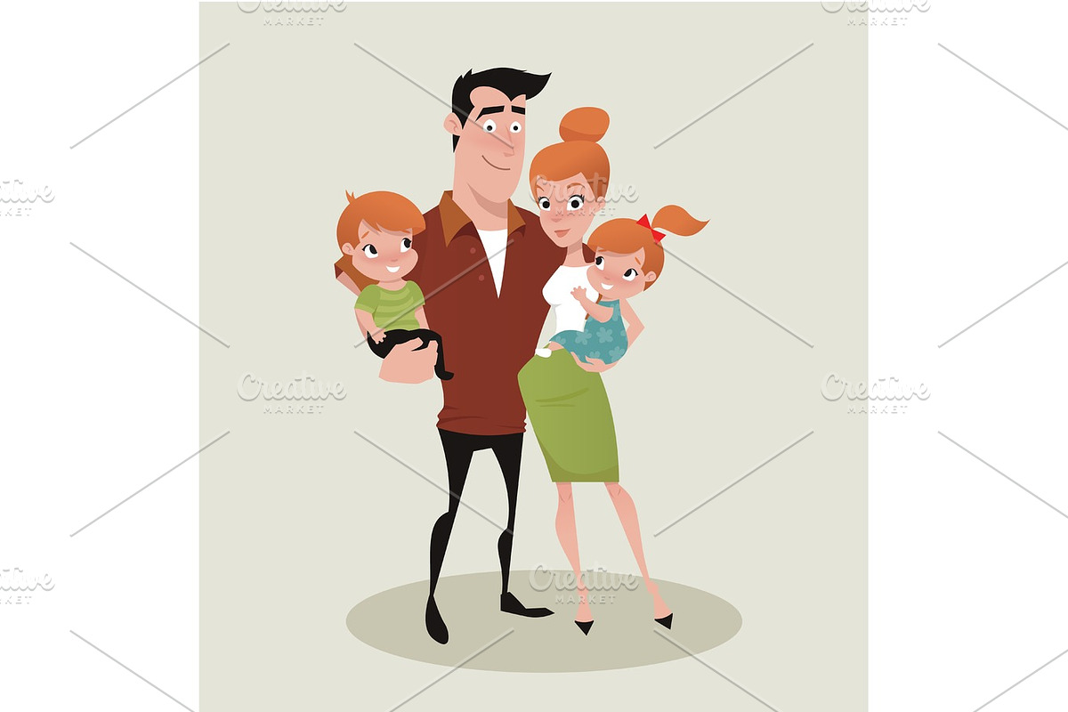 young happy family in Illustrations - product preview 8