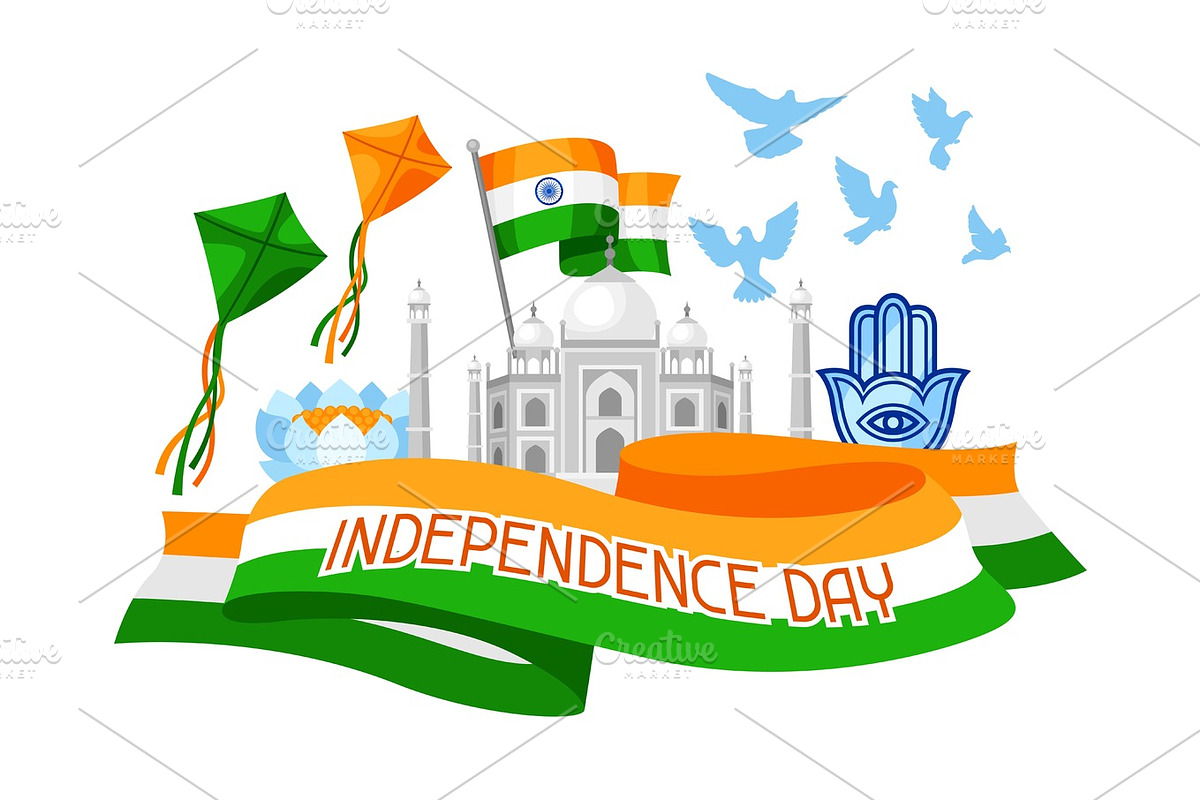 India Independence Day greeting card. Celebration 15 th of August in Illustrations - product preview 8