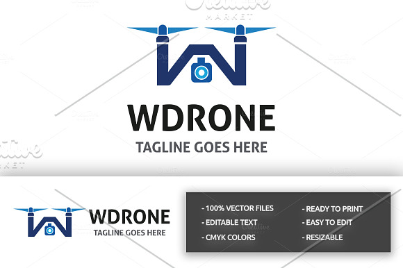 WDrone (W Letter) Logo in Logo Templates - product preview 1