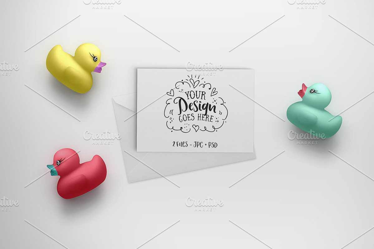 Kid friendly card mockup with ducks in Print Mockups - product preview 8