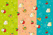 Pattern apples pears peaches, plums