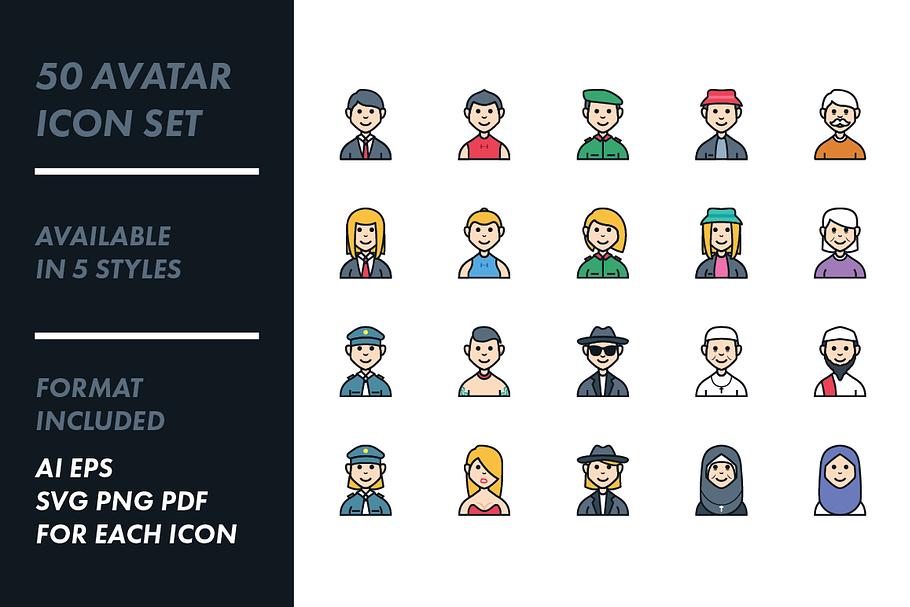 50 AVATAR ICON SET in Avatar Icons - product preview 8