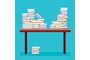 Pile of Books on a Wooden Table. 
