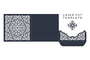 Vector wedding card laser cut template with mandala