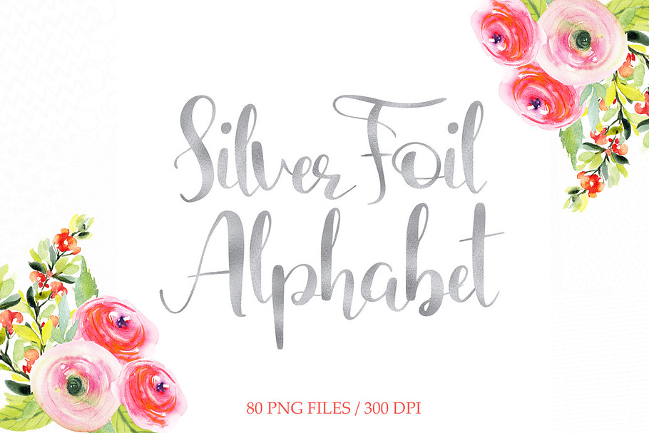 Silver foil alphabet clipart