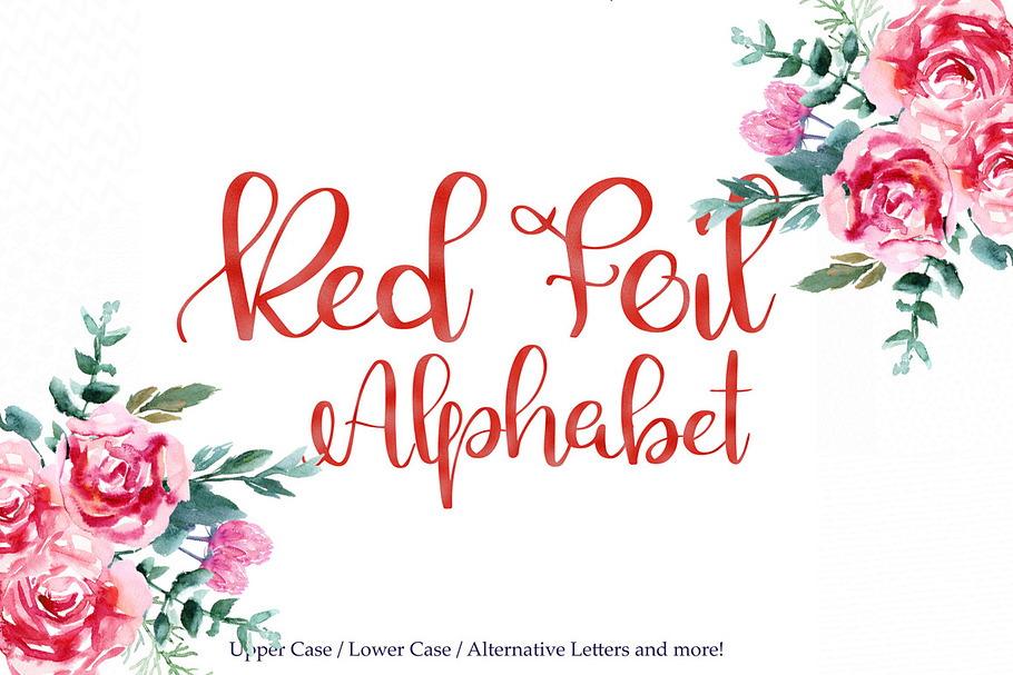 Red foil alphabet clipart
