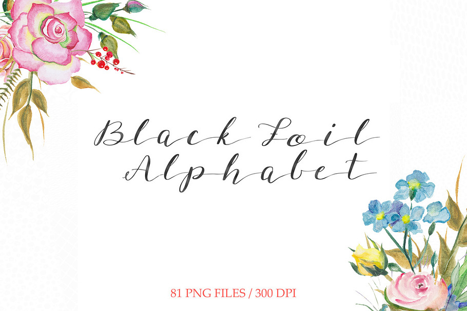Black foil alphabet clipart