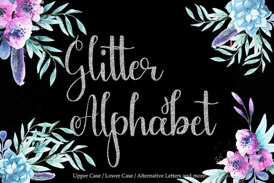 Silver glitter alphabet clipart