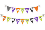 Cute halloween bunting flags with letters in traditional colors