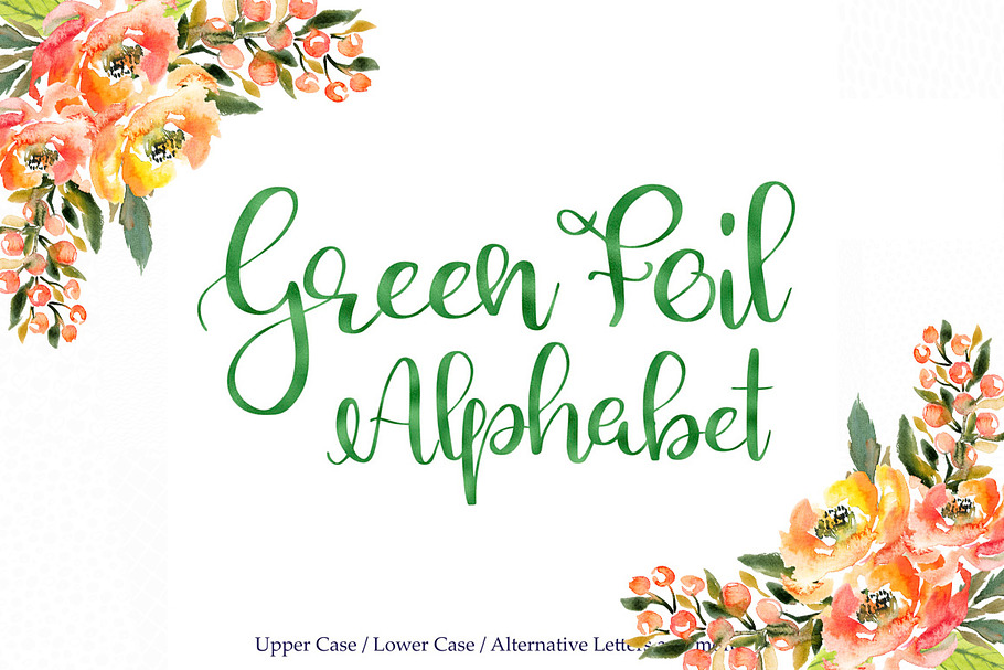 Green foil alphabet clipart